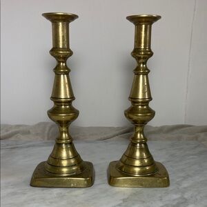 Set of Two Vintage Elegant Brass Candlestick Holder